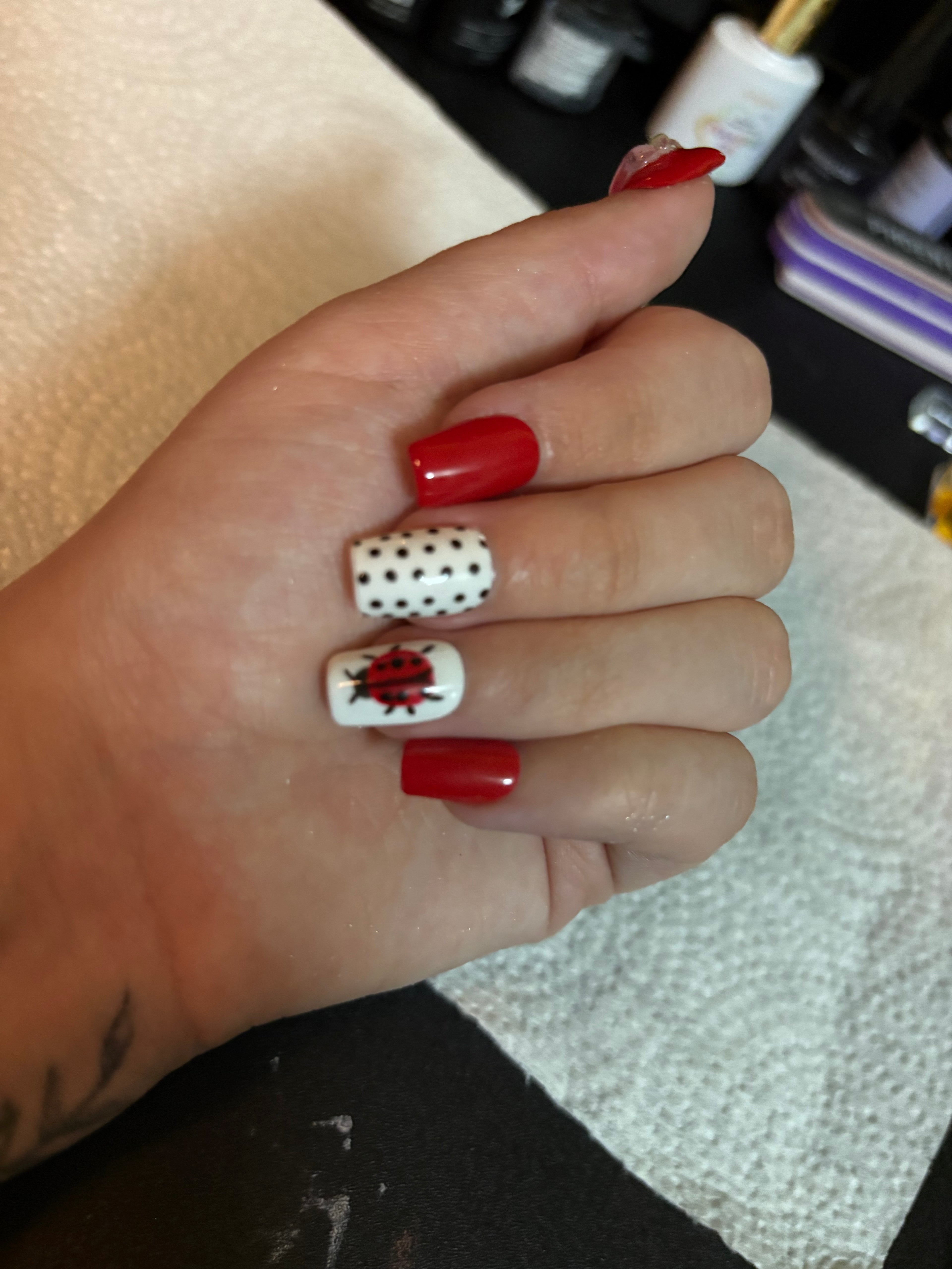 Lady bug press-ons